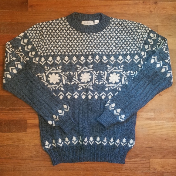 Vintage Mens 80s Fair Isle Knit Ski  Sweater Sz. Lg Rob Winter Cozy Grandpa - Picture 10 of 10